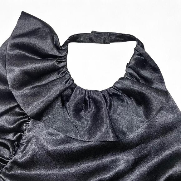 NWT French Connection Satin Fitted Maximalist Halter Top - Picture 6 of 8